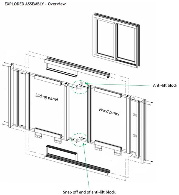 Sliding door - plastic cover fitting guide - Nuline Windows